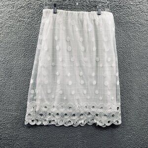 EST 1946 Skirt Womens Medium White Embroidered Mesh Polka Dot Lace Lined Elegant